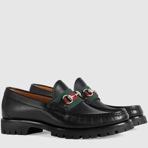 Gucci Men's Horsebit Web Sole Black Loafers